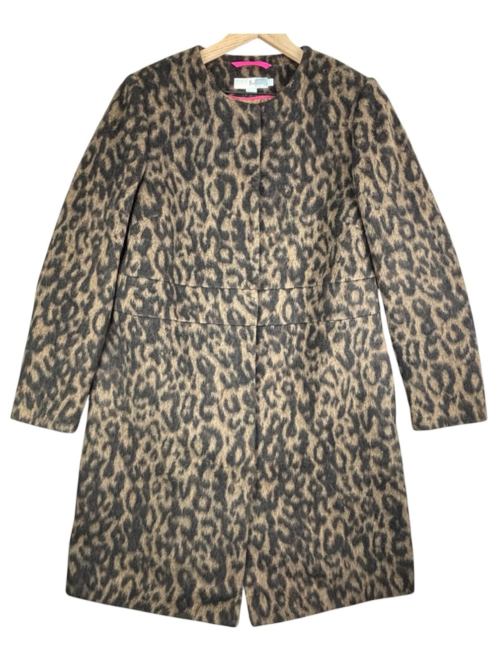 Boden Coat Womens 12R Brown Leopard Animal Print Long Sleeve Wool Blend